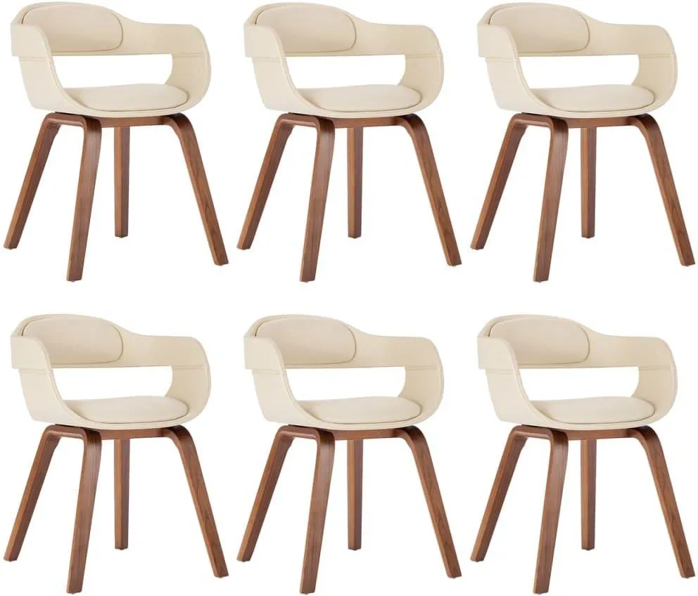 Vidaxl Krzesła Stołowe 6 Szt Kremowe Gięte Drewno I Sztuczna Skóra 3092390