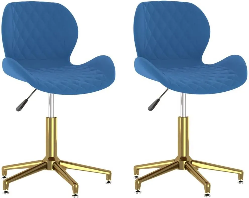 Vidaxl Obrotowe Krzesła Stołowe 2 Szt Niebieskie Obite Aksamitem 13452-335055